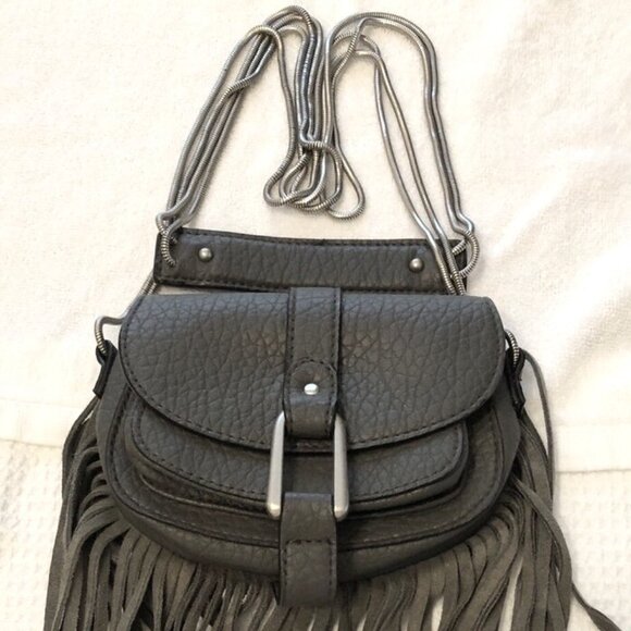 NWT DOLCE VITA Pebbled Leather Mini Fringe crossbody chain strap - Picture 4 of 5